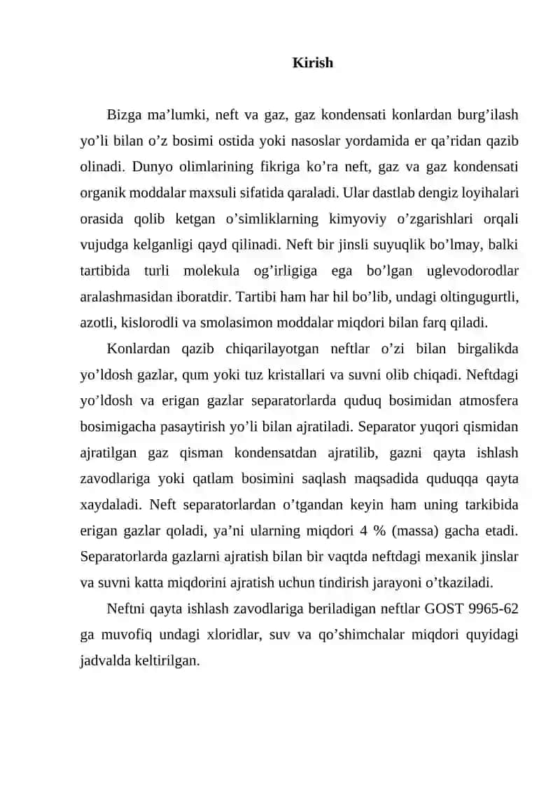 Neft va gazni qayta ishlashga tayyorlash 2