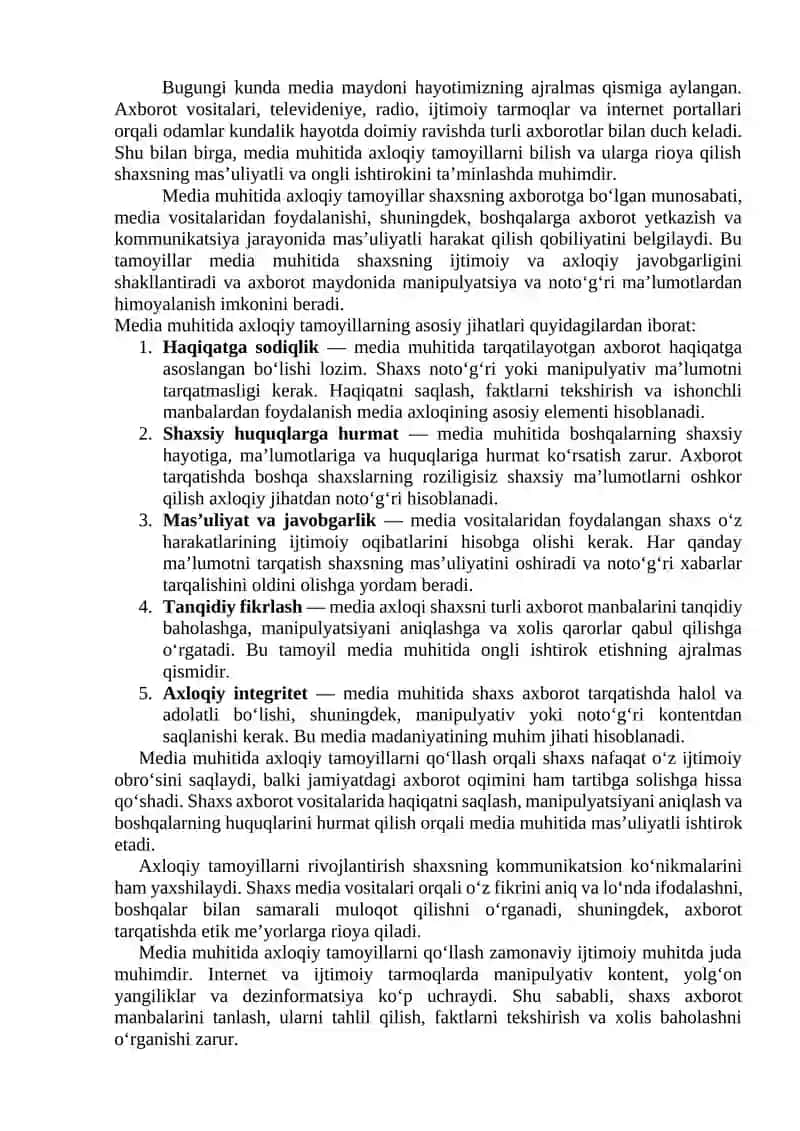Media muhitida axloqiy tamoyillar 2