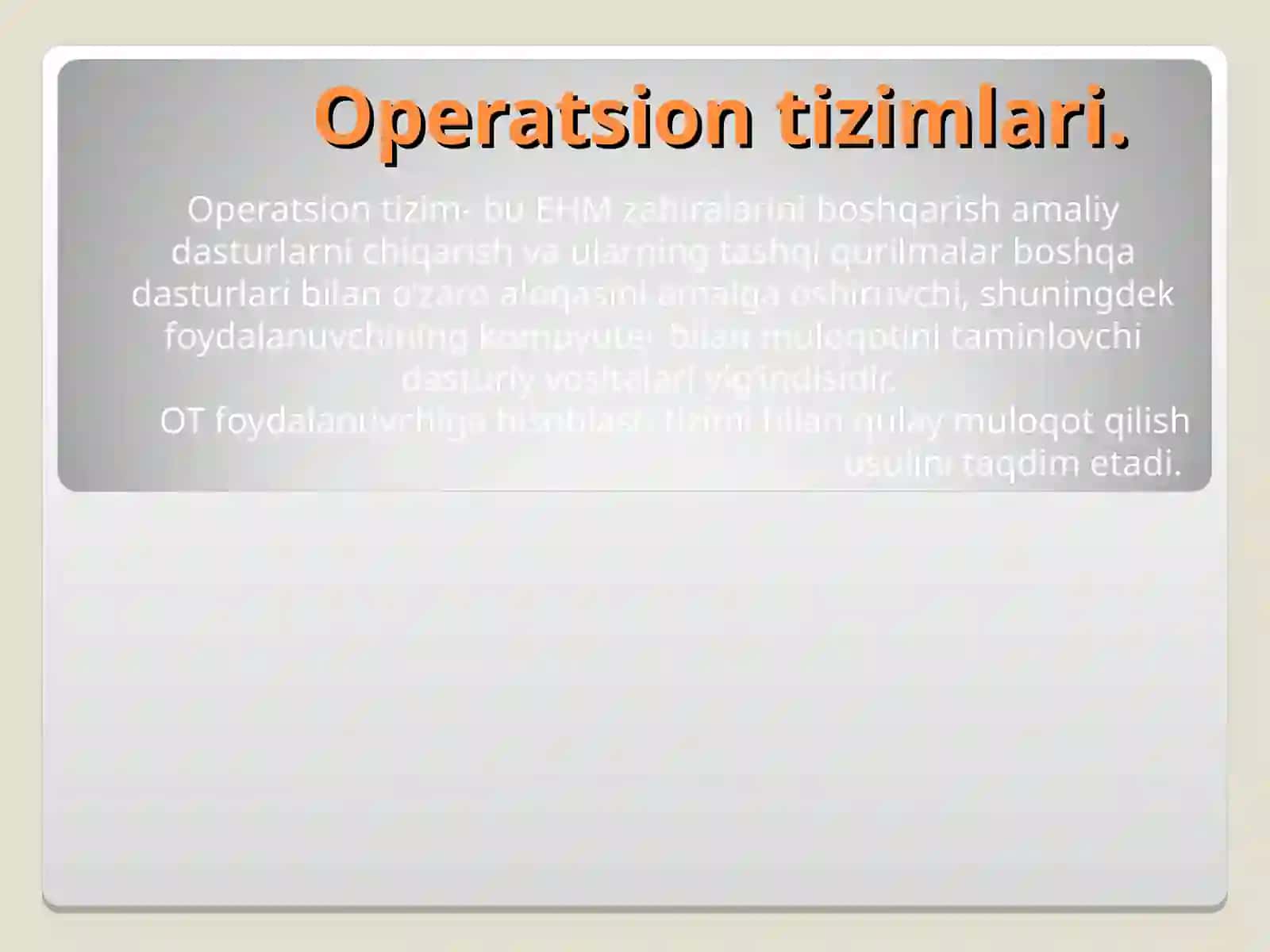 OPERATSION TIZIMLARI 2