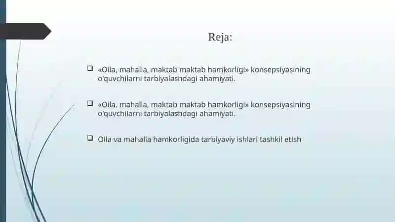 Sinf jamoasini tuzish va umumiylashda sinf rahbarining oilaviy va jamiyat bilan olib boriladigan ish 2