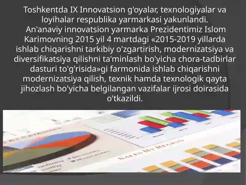 IX Innovatsion g'oyalar, texnologiyalar va loyihalar Respublika yarmarkasi 2