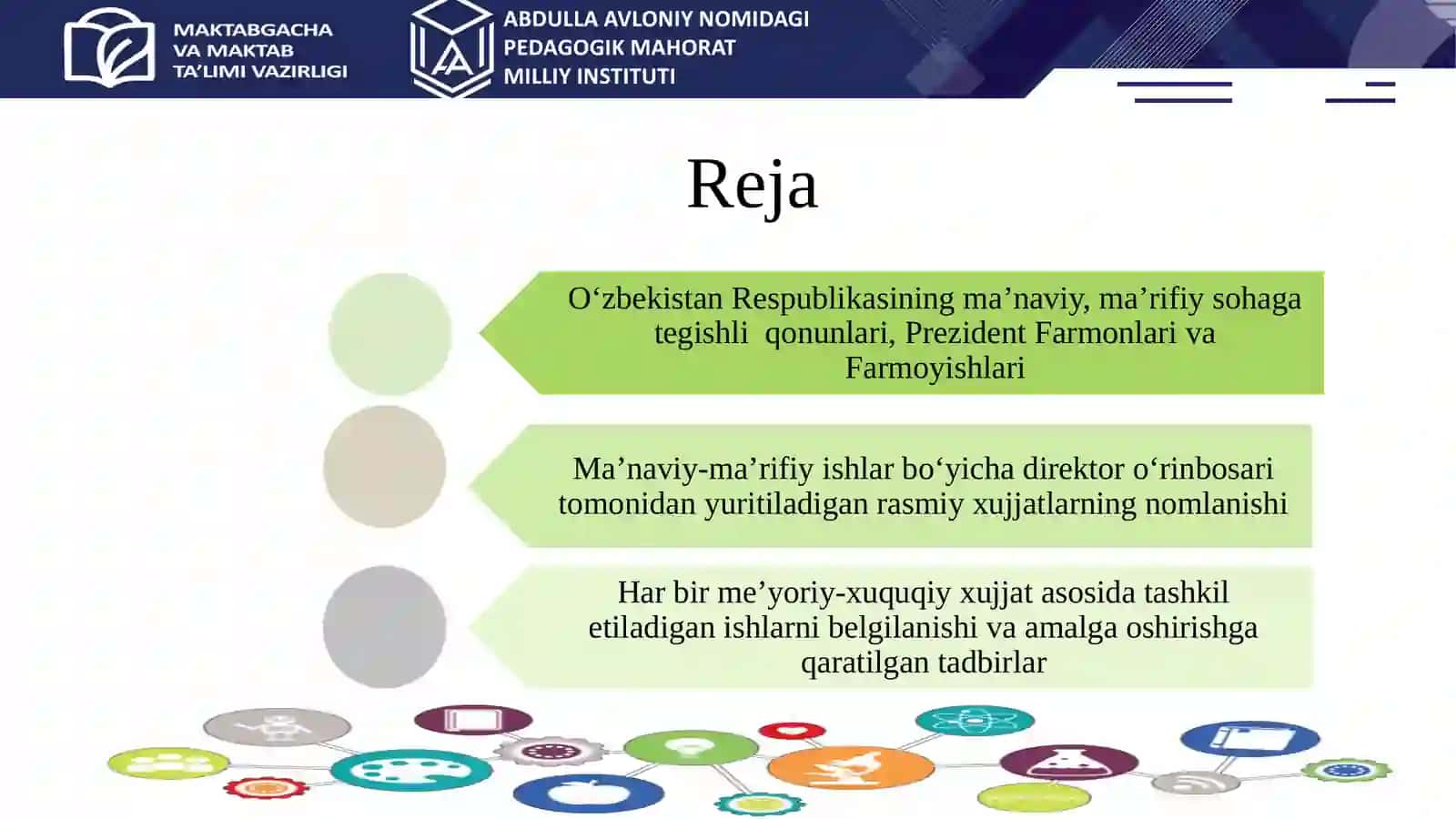 Ma’naviy-ma’rifiy ishlar bo‘yicha direktor o‘rinbosariga tegishli me’yoriy-hujjatlar asosida amalga oshiriladigan ishlar mazmuni 2