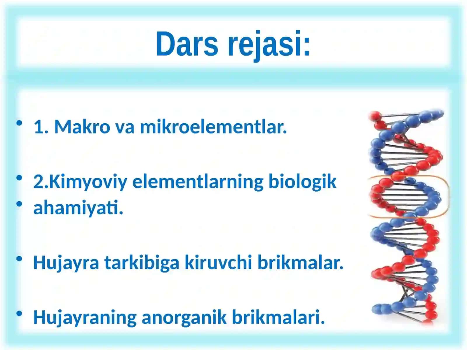 “Tirik organizmlarning kimyoviy tarkibi va uning doimiyligi” 2