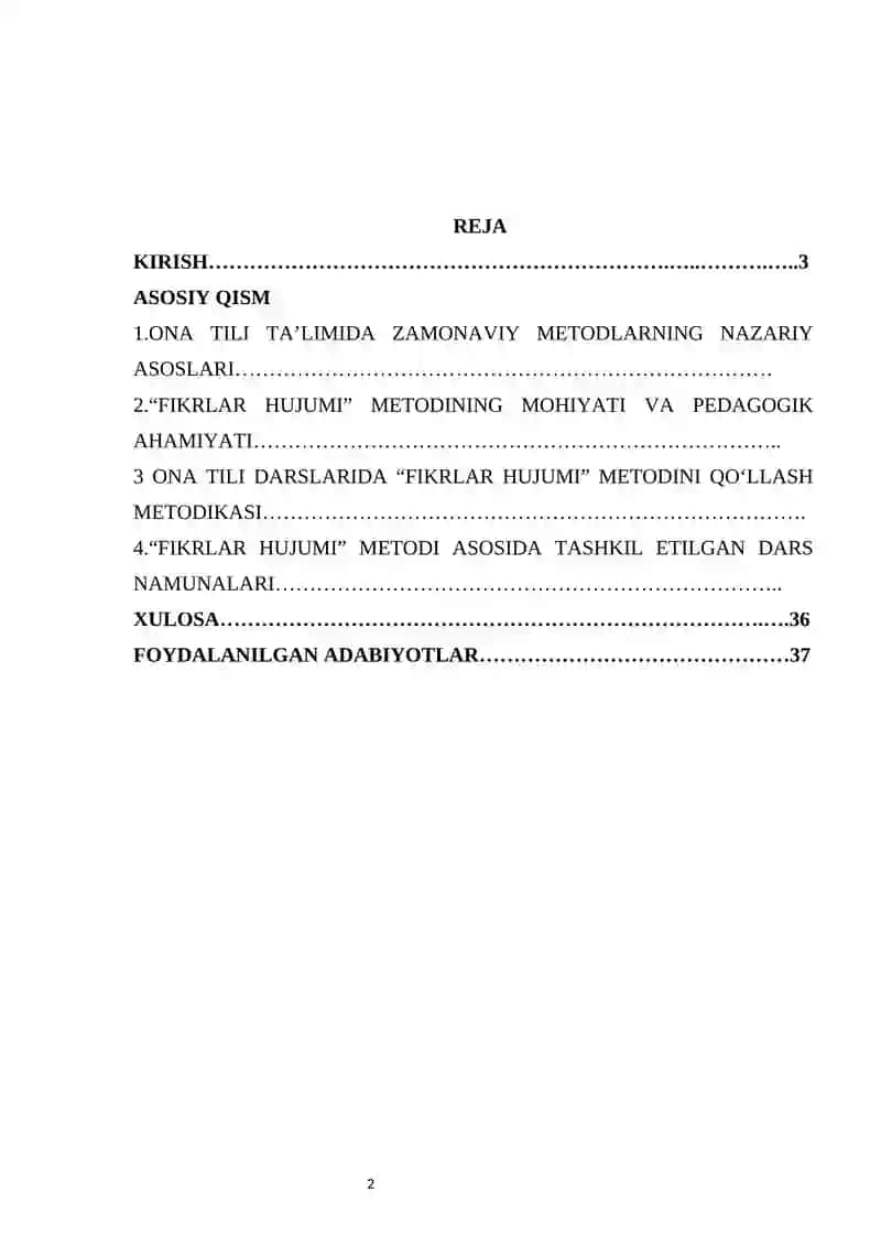 Dars jarayonida “fikrlar hujumi” metodidan foydalanish 2