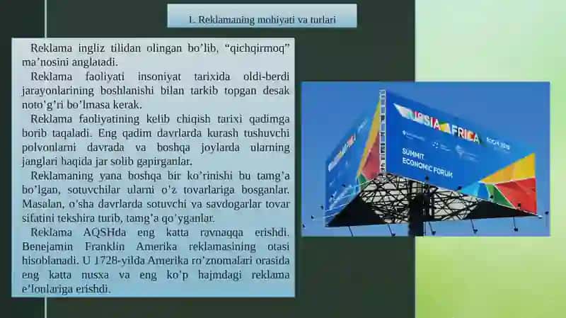 Reklama faoliyatininng mohiyati 2