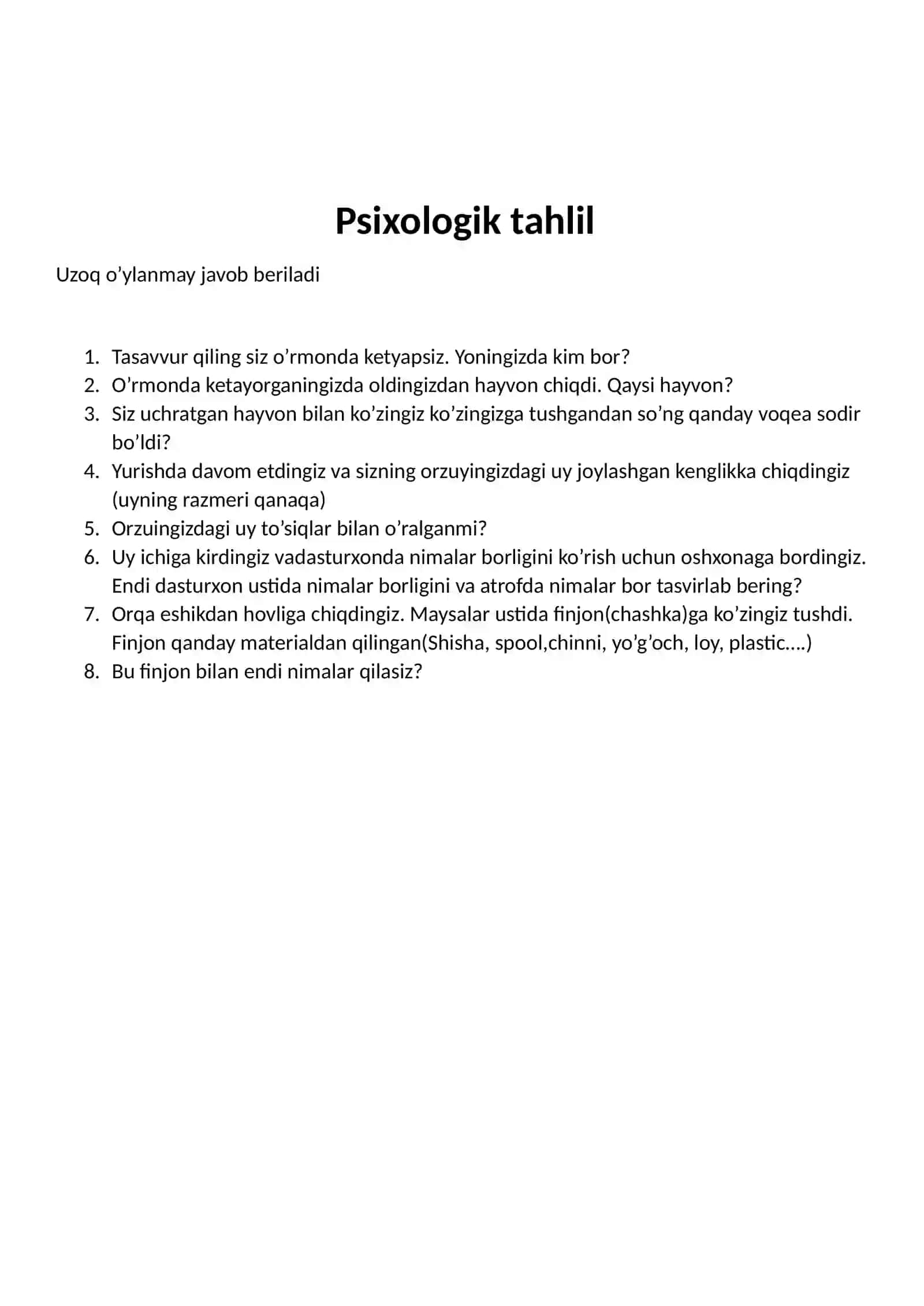 Umumiy psixologiya fanidan tayyorlagan Metodikasi 2