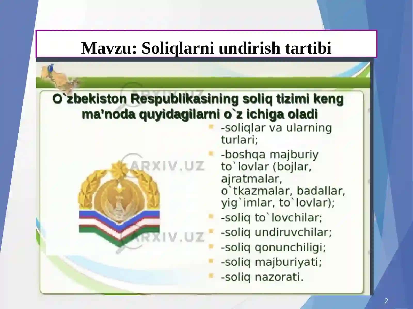 Soliqlarni undirish tartibi 2
