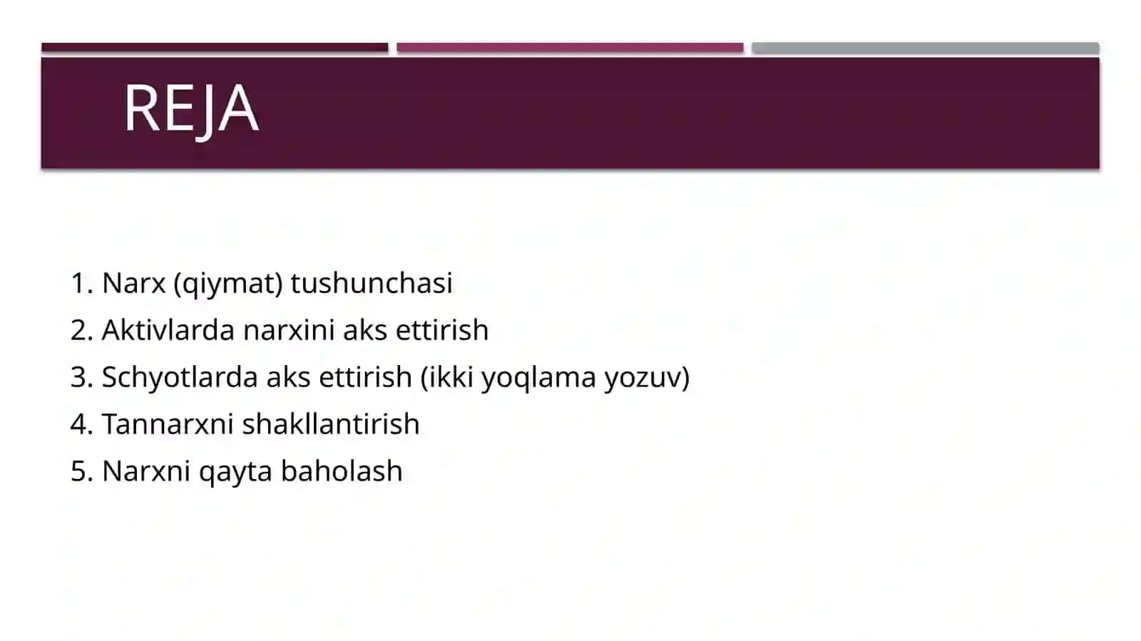 Bugalteriya hisobi schyotlarida narxni aks ettirish 2