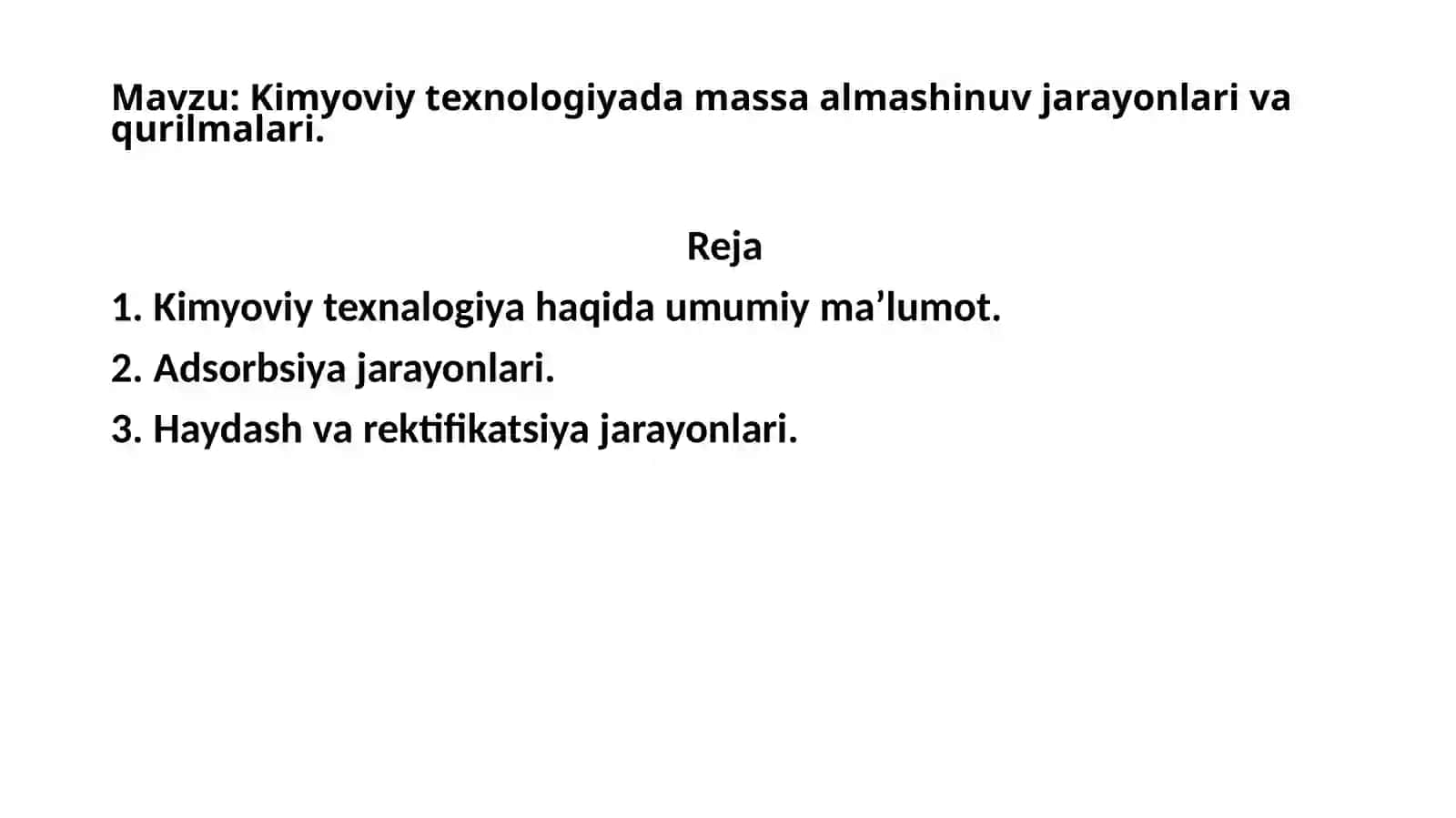 Tayyorgarlar uchun kimyoviy texnologiya 2