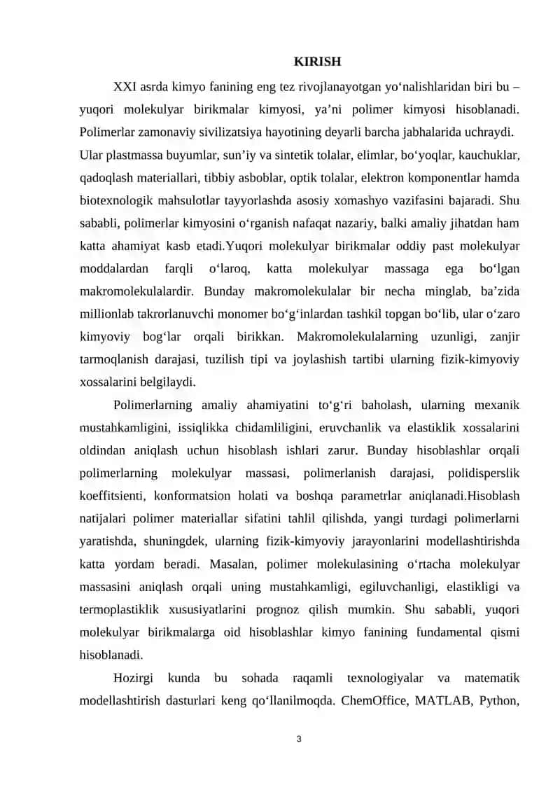 Yuqori molekular birikmalarga doir hisoblashlar 2