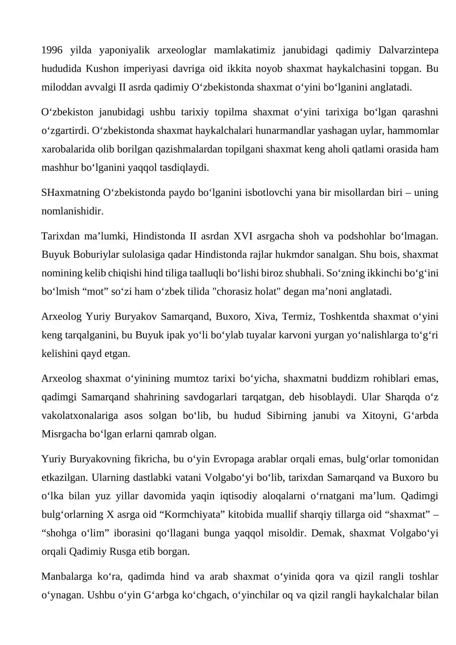 Shaxmat va shashka sport turini kelib chiqishi va rivojlanishi 2