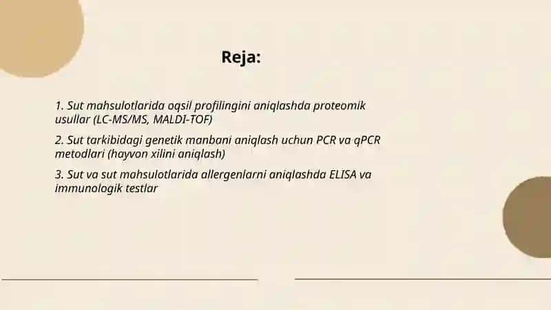 Sut mahsulotlari tarkibini aniqlashning biotexnologik usullari 2