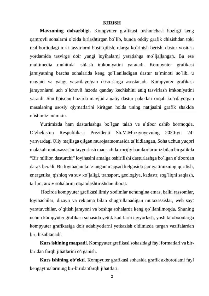 Kompyuter grafikasi sohasidagi fayl formatlari va bir-biridan farqli jihatlari 2