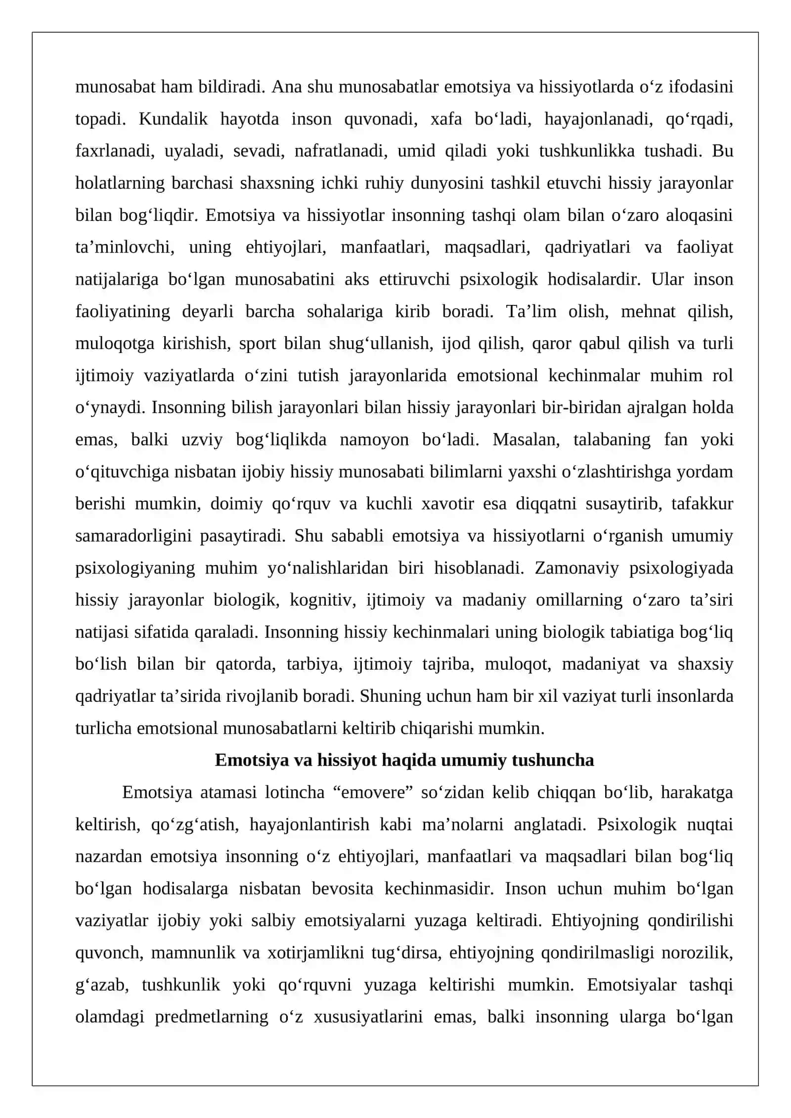 Emotsiya va hissiyot haqida umumiy tushunchalar, 2