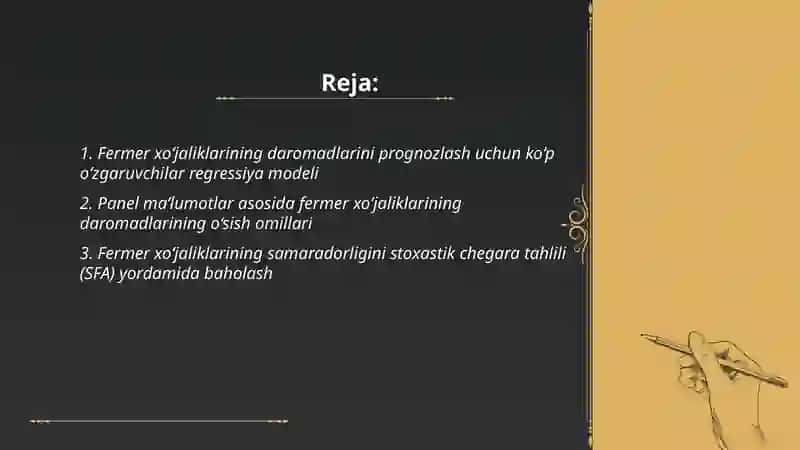 Fermer xo‘jaliklarining iqtisodiy rivojlanish ko‘rsatkichlarini ekonometrik modellashtirish 2