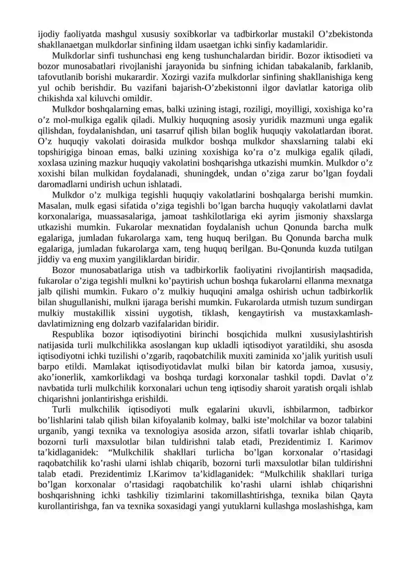 Mulk va tadbirkorlikning shakllanishining iqtisodiy yo’llari 2