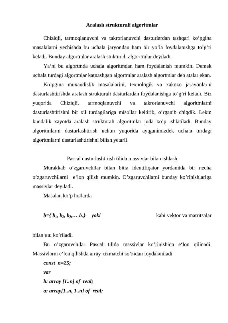 Pascal tilida nostandart funktsiyalar va qism dasturlar 2