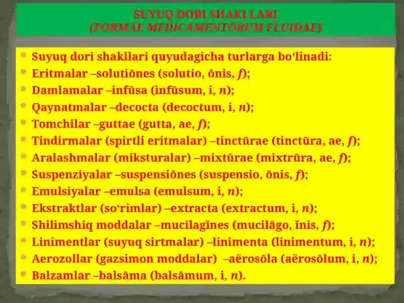 Suyuq Dori Shakllarining Retseptlarda Yozilishi 2