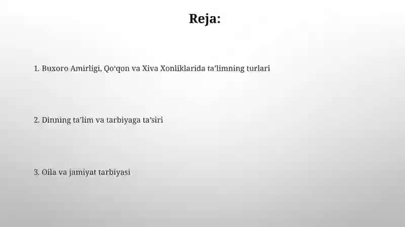 Buxoro amirligi, Qoʻqon va Xiva xonliklarida ta’lim-tarbiya 2