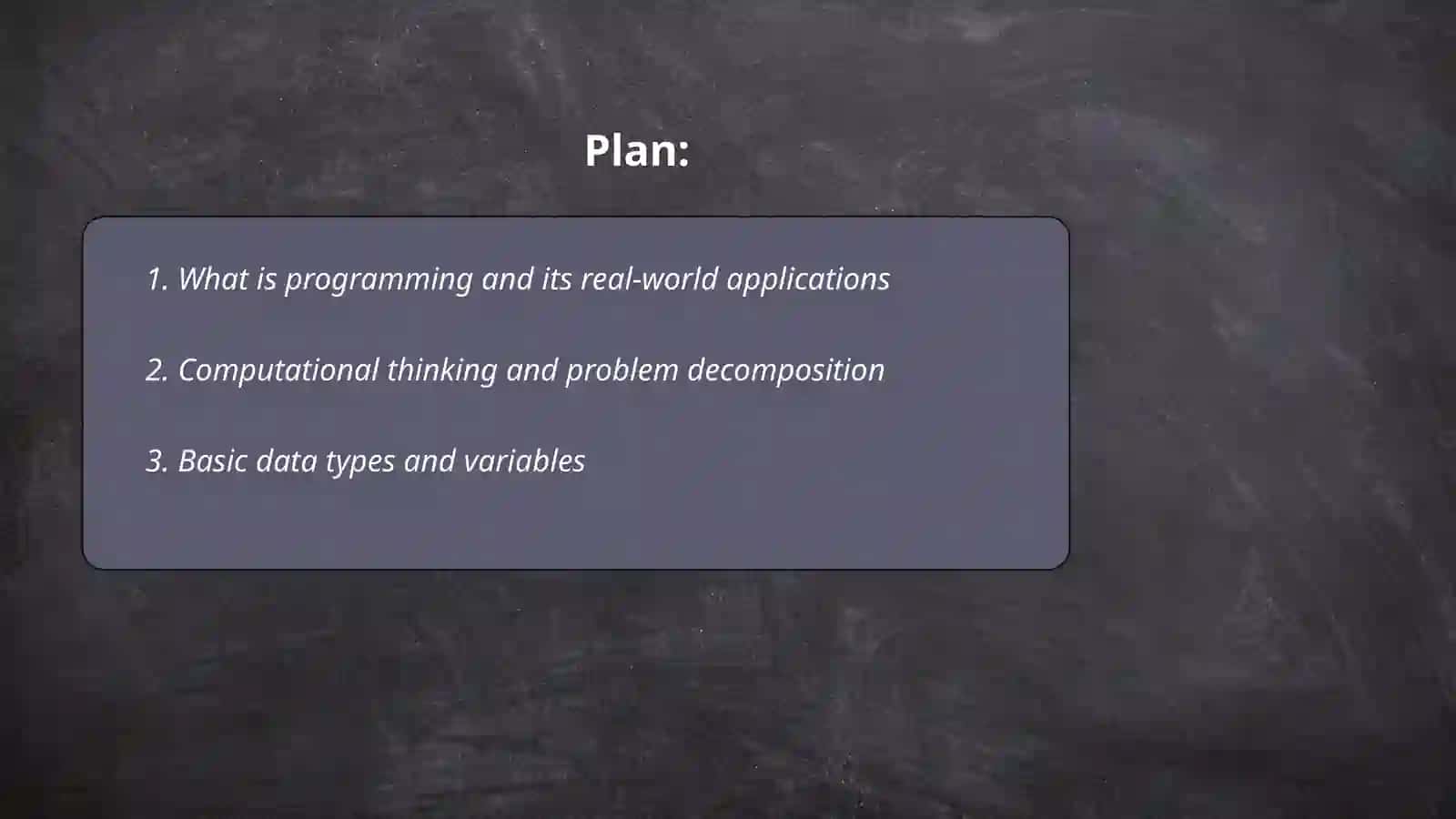 Intraduction to programming luerning 2