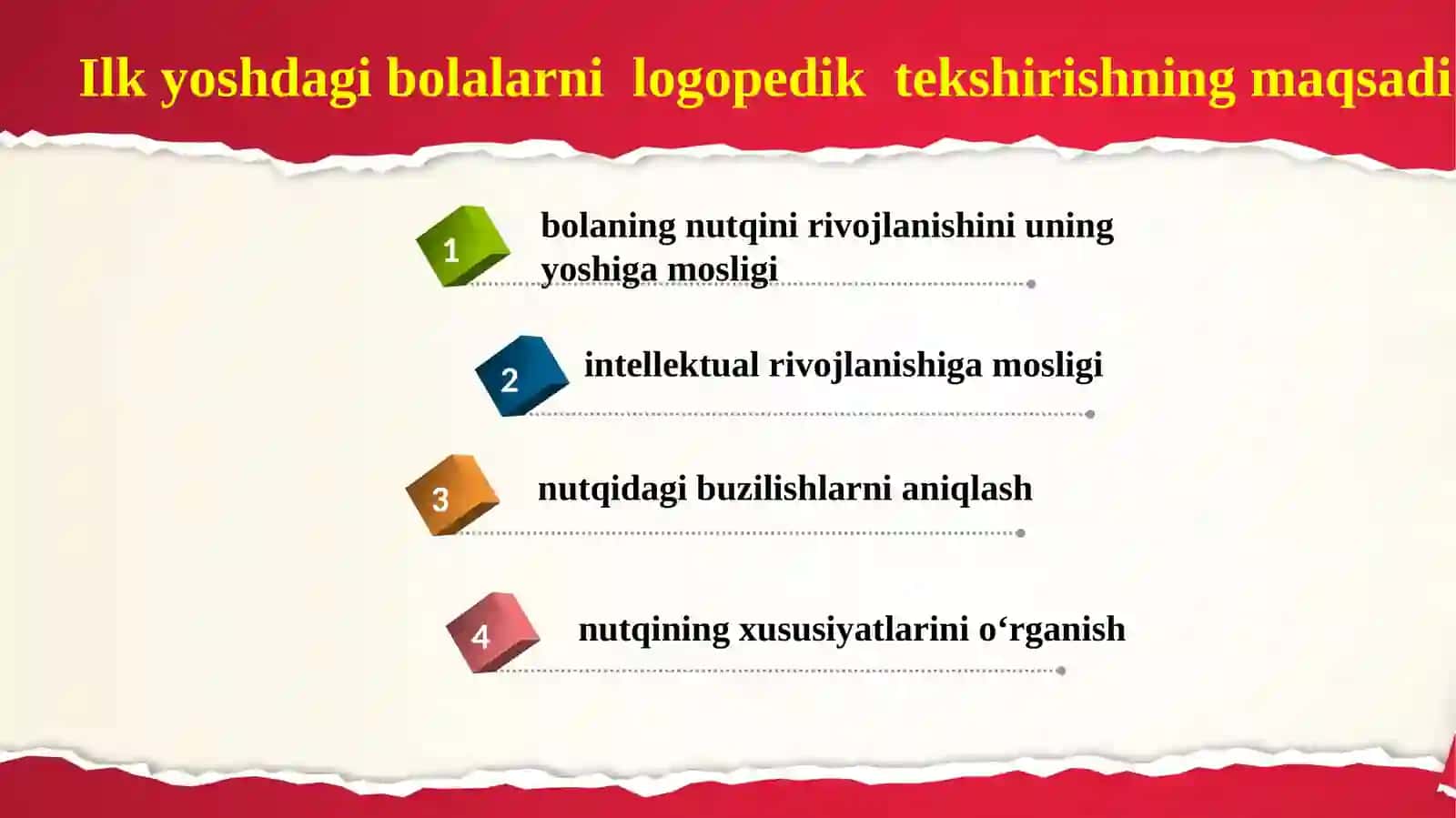 Ilk yoshdagi bolalarni logopedik tekshirishning maqsadi 2
