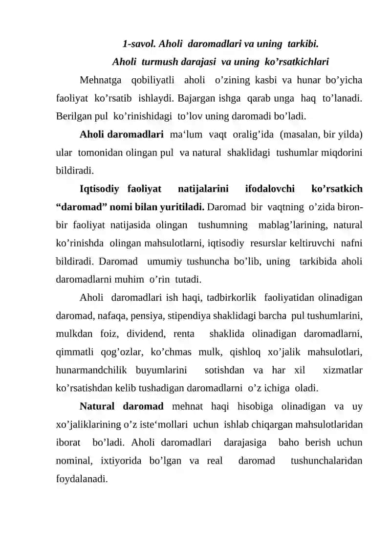 Aholi daromadlari va sarf - xarajatlarini guruhlash orqali tuzilmaviy tahlil qilish 2
