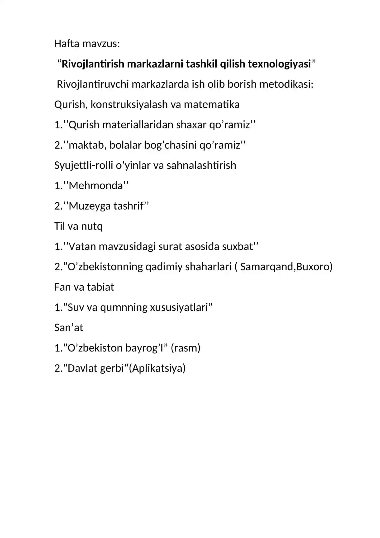 Rivojlantirish markazlarni tashkil qilish texnologiyasi 2
