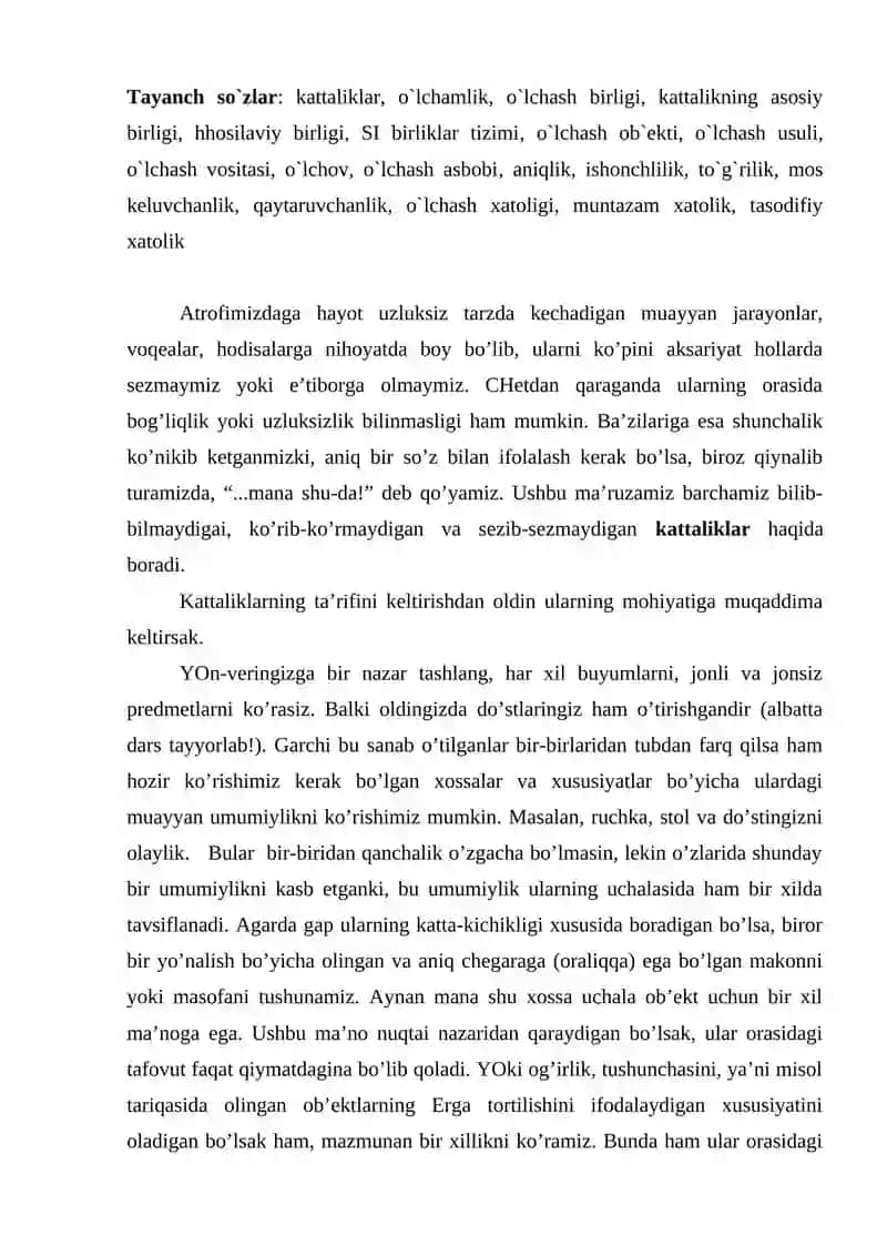 O`lchash xatoliklari va ularning tasnifi (klassifikatsiyasi) 2