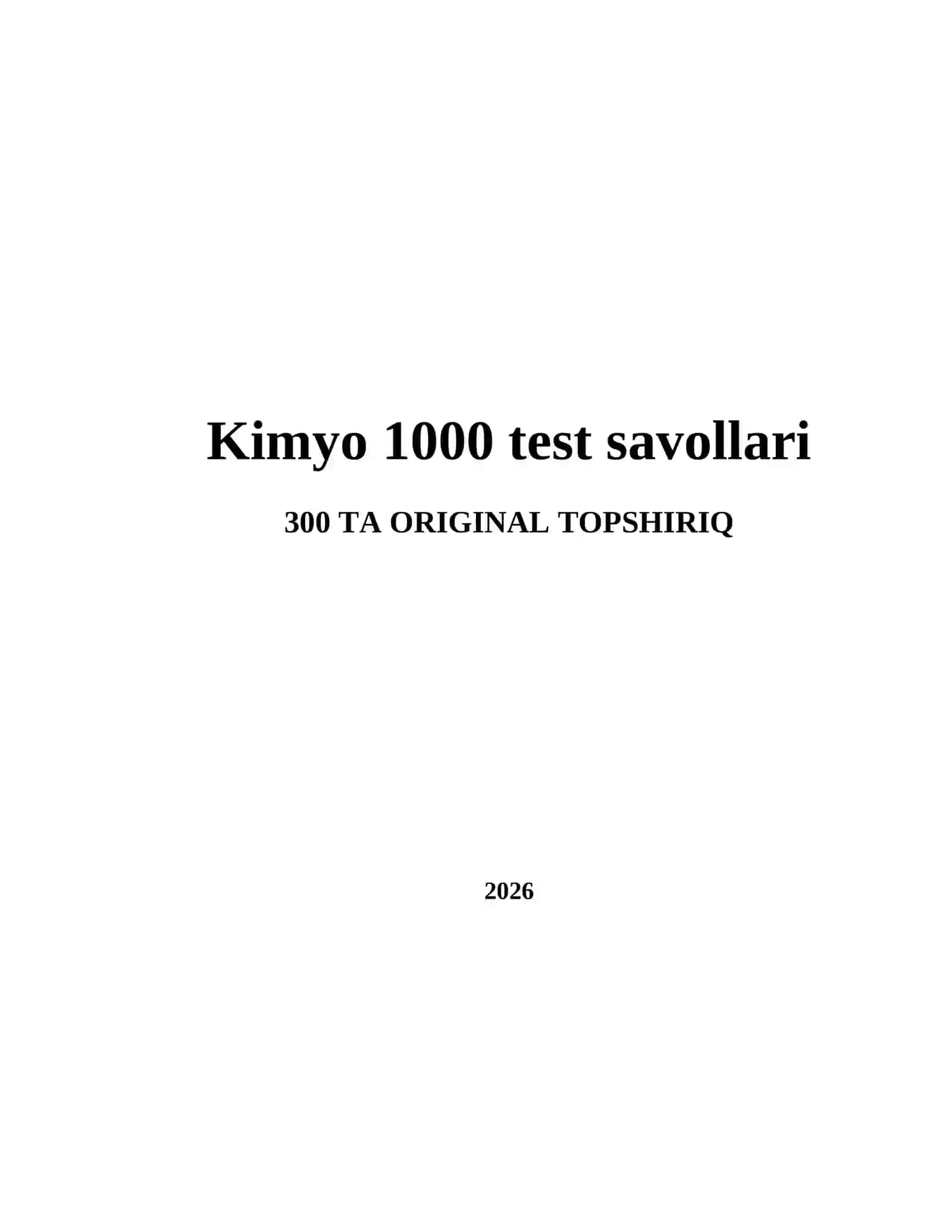 Kimyo 1000 test savollari 2