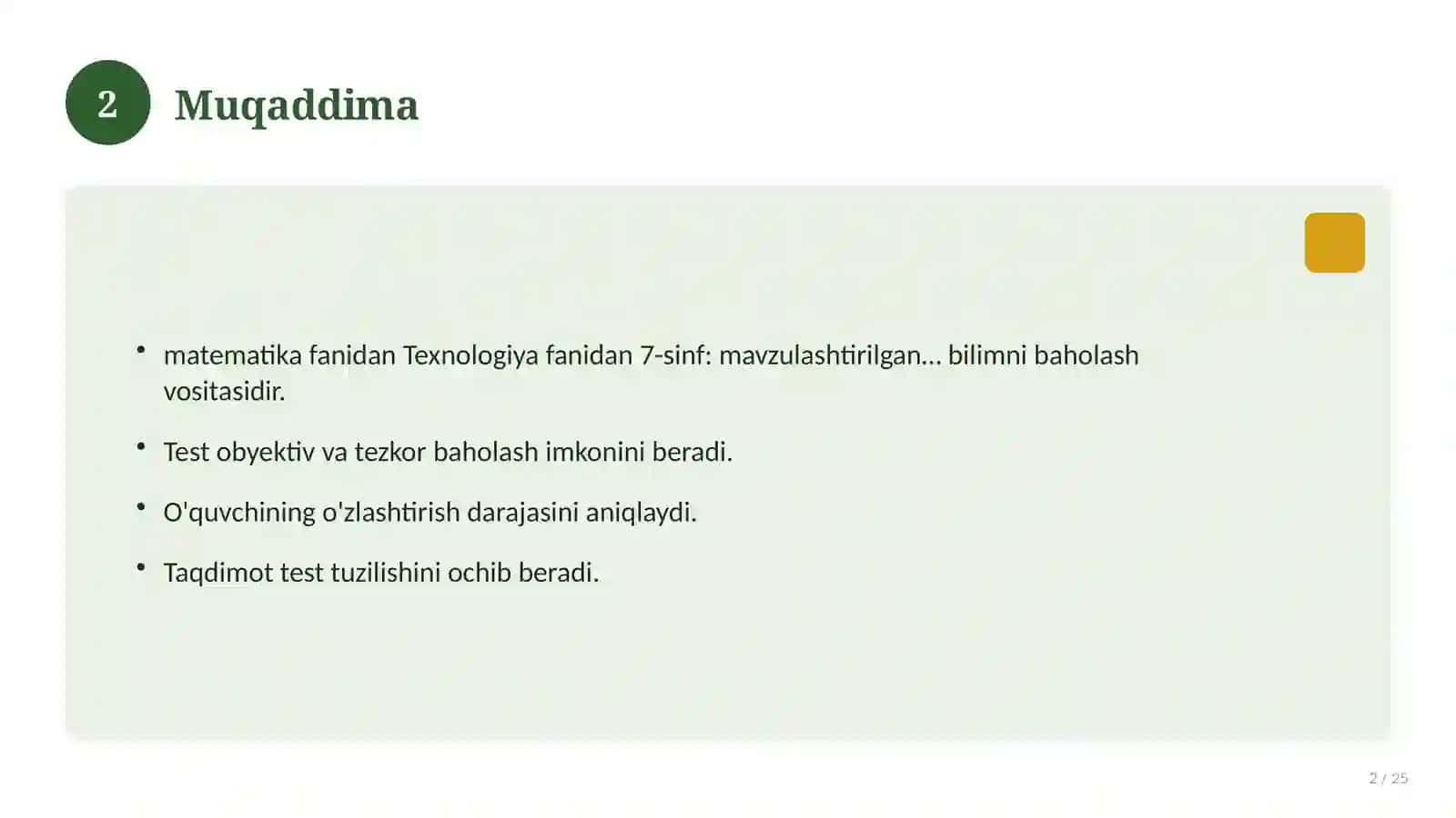 Texnologiya fanidan 7-sinf: mavzulashtirilgan nazorat ishi va tahlil 2