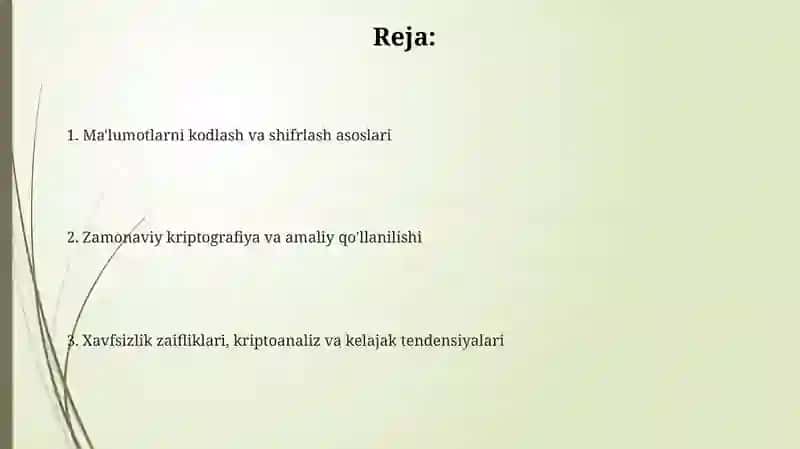 Ma'lumotlarni kodlash va shifrlash asoslari 2