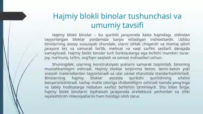 Hajmiy blokli binolar 2