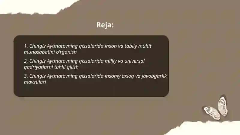 Chingiz Aytmatovning qissalarini o'rganish 2
