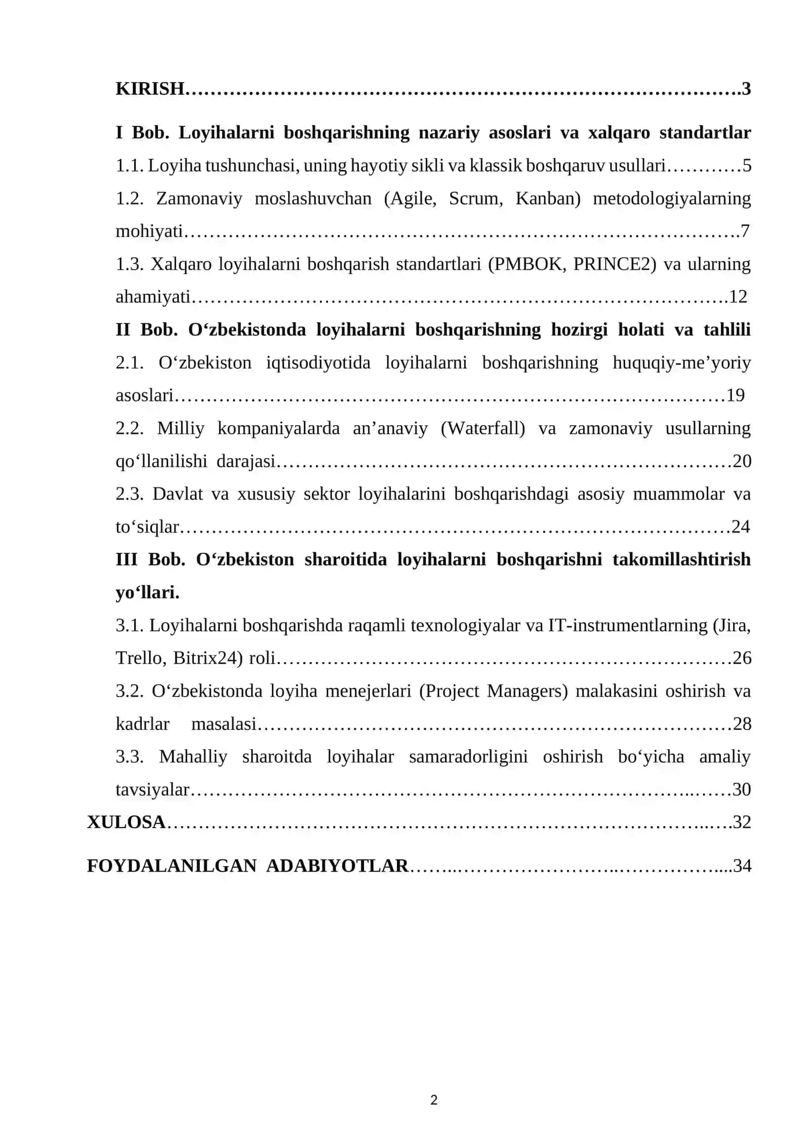 O’zbekiston Sharoitida Zamonaviy Loyixalarni boshqarish usullari 2