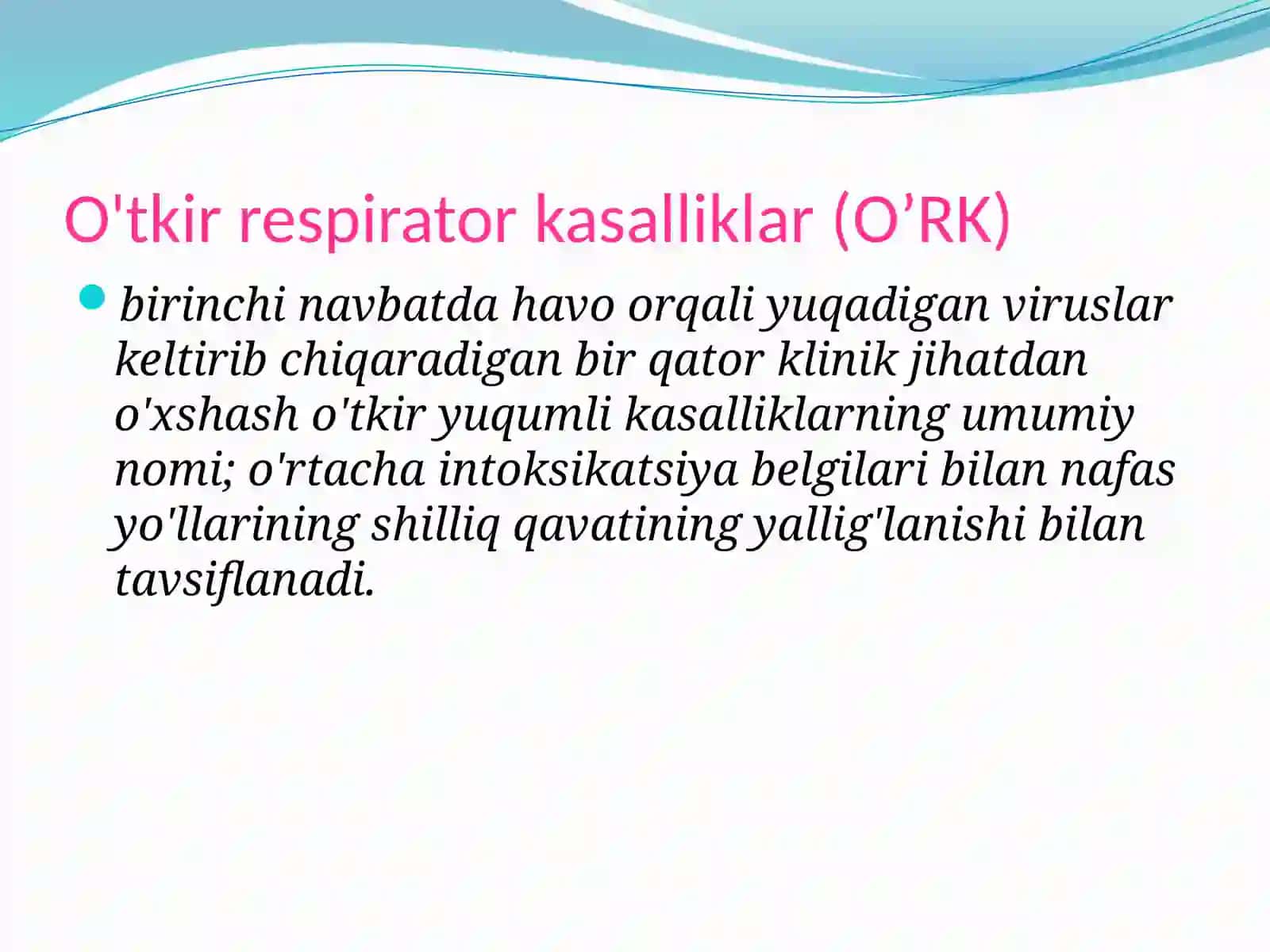 Havo tomchi yo’li bilan yuqadigan infeksiyalaring tayanch tashxisot belgilari 2