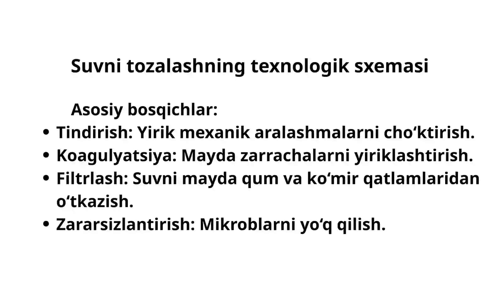 Suvni tozalash bosqichlari. Koagulyatsiya jarayoni 2