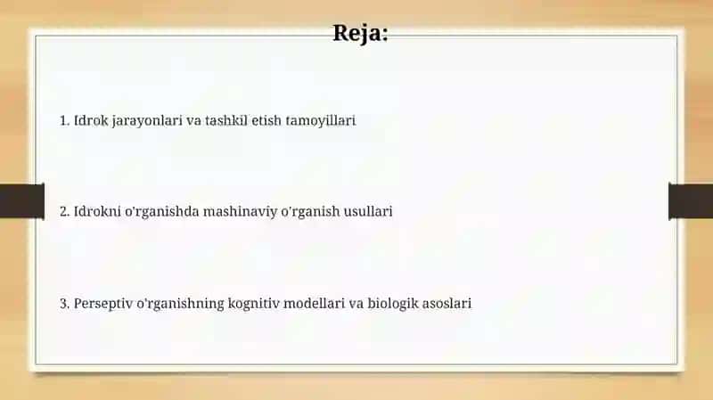 Perseptivtimsollarning tashkil topishi: o'rganish metodlari 2