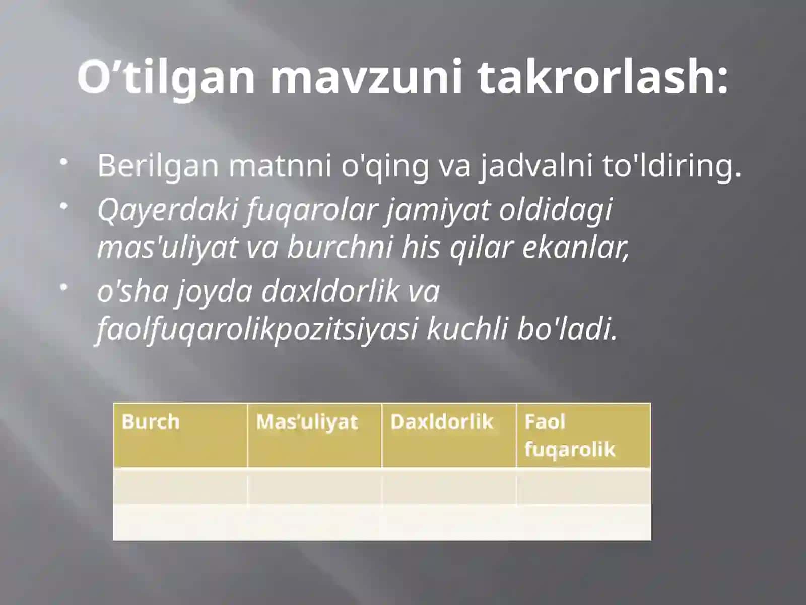 HAYOTDAO'Z ISTAKLARIMIZNI ANGLASH 2