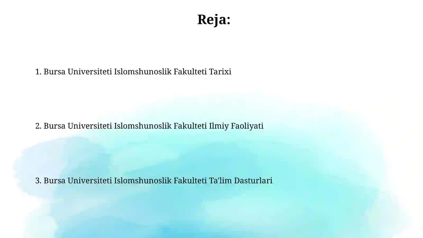 Bursa Universiteti Islomshunoslik Fakulteti Tarixi 2