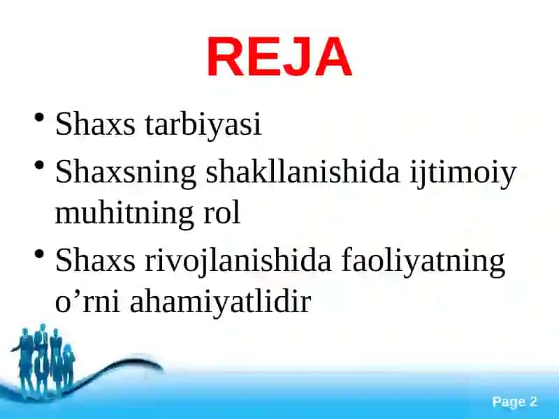 Shaxsning rivojlanishi, ijtimoiy lashuvivatarbiyasi 2