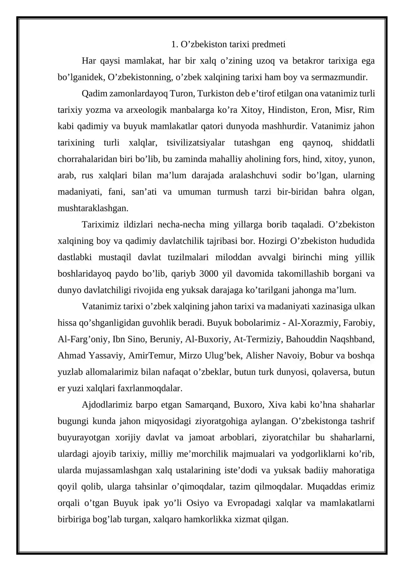 O'zbekiston tarixi fanining predmeti 2