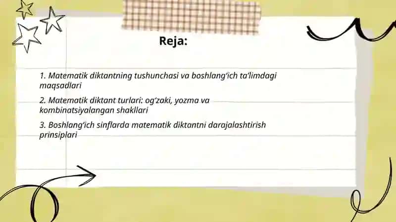 Matematika darslarida matematik diktantni tashkil etish va turlari 2