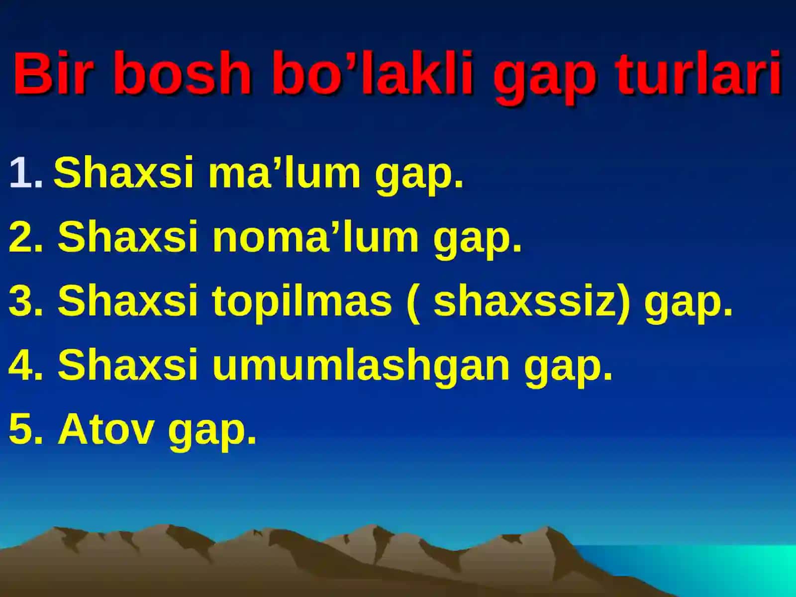 Bir bosh bo’lakli gaplar 2