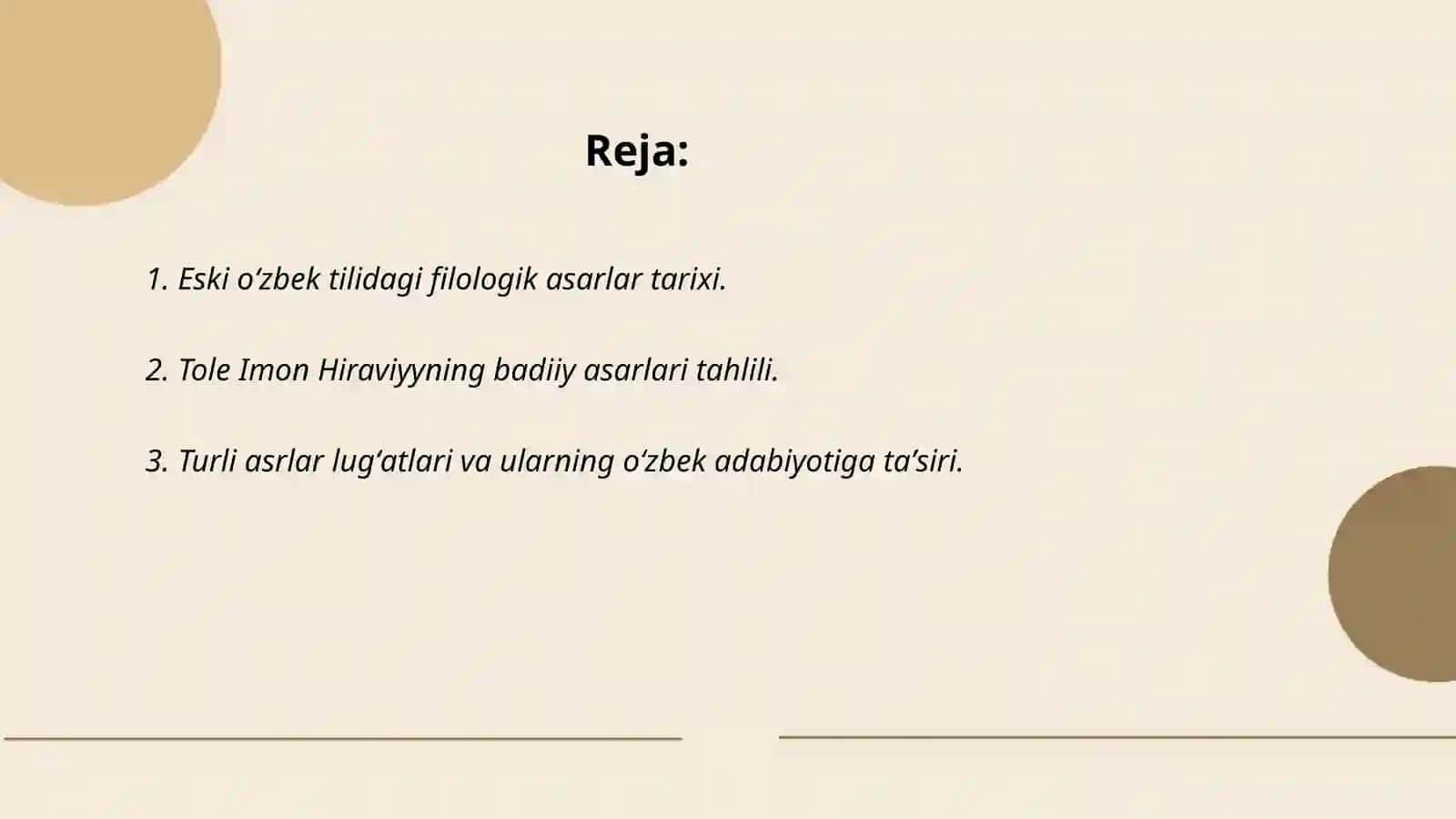 Eski oʻzbek tilidagi filologik asarlardan Tole Imon Hiraviyning "Badiiy ul-lugʻat", "Abushqa" lugʻatlari va Muhammad Yoqub Changiyning "Kelurnoma" lugʻatining oʻzbek adabiyoti tarixi uchun muhim manba ekanligi 2