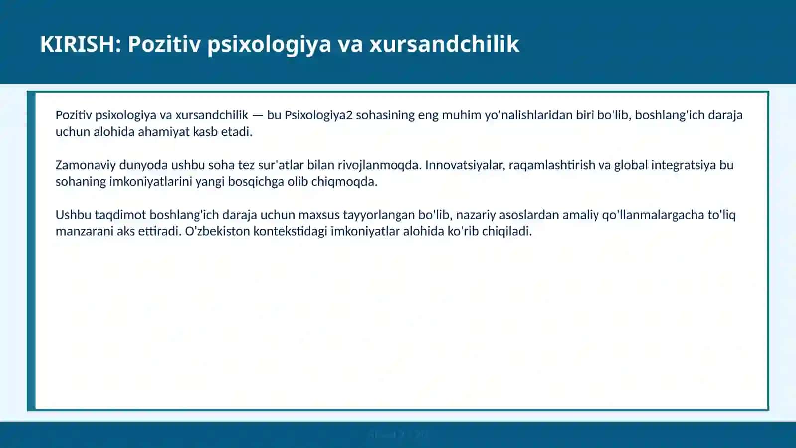 Pozitiv psixologiya va xursandchilik 2