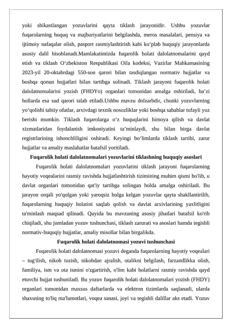 Fuqarolik holati dalolatnomalari yozuvlarini tiklash 2