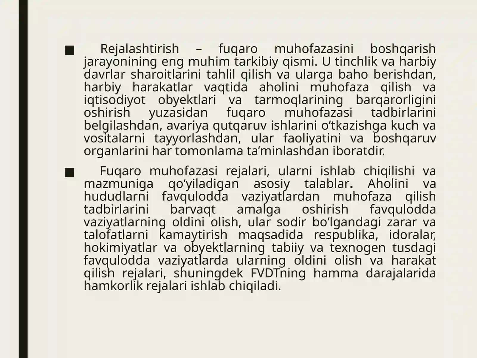 Aholi va hududlarni tabiiy va texnogen xususiyatli favqulodda vaziyatlardan muhofaza qilish rejasi 2