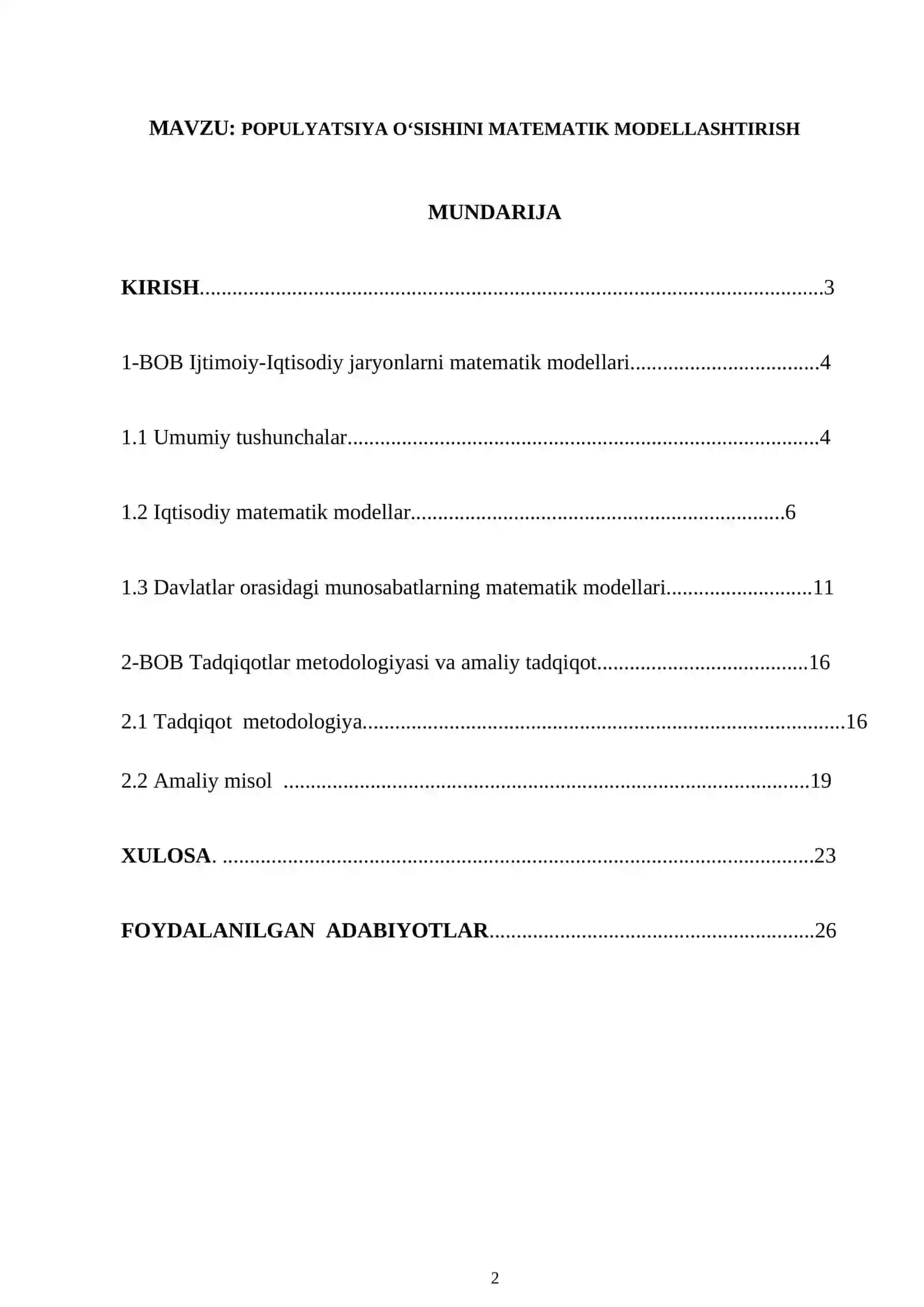 POPULYATSIYA O‘SISHINI MATEMATIK MODELLASHTIRISH 2