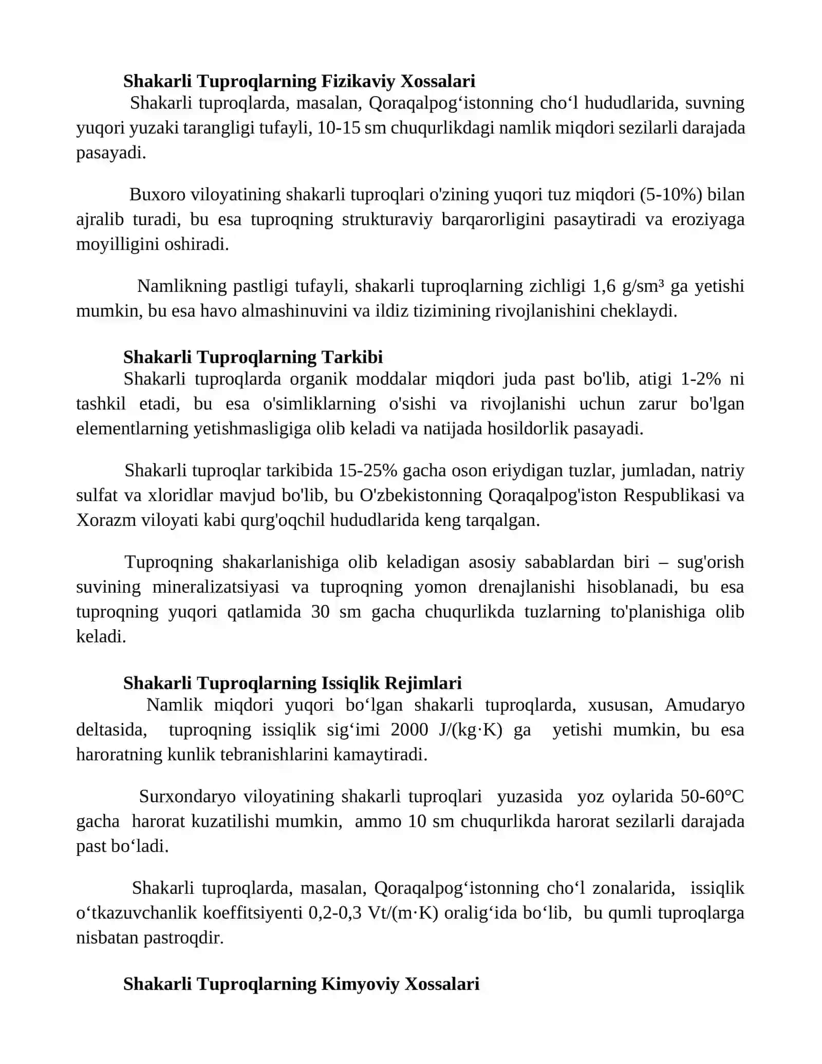 Shakarli Tuproqlarning Foydalanish Imkoniyatlari 2