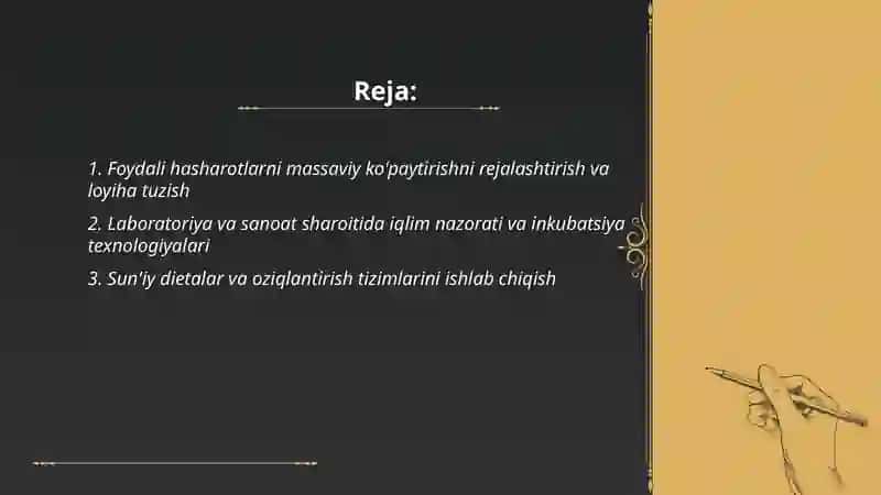 Hasharotlarni kupaytirishda foydali intafaklarning ko'paytirish texnologiyasi 2